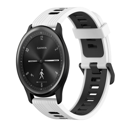 20mm Vertical Pattern Two-Color Silicone Watch Band, For Garmin Venu 2 Plus, For Garmin Move Sport