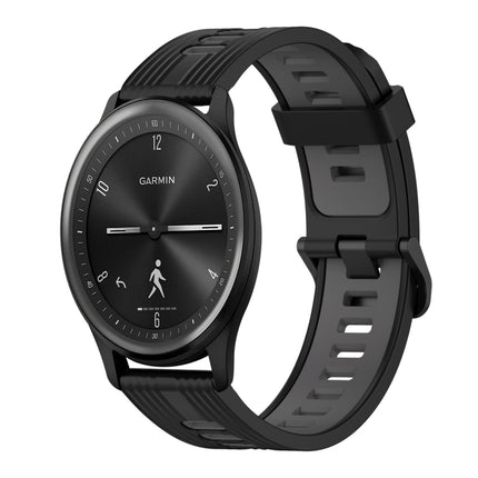 20mm Vertical Pattern Two-Color Silicone Watch Band, For Garmin Venu 2 Plus, For Garmin Move Sport
