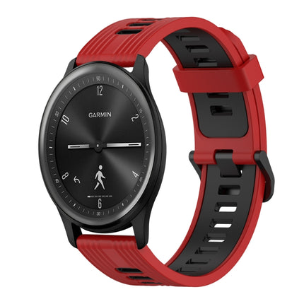 20mm Vertical Pattern Two-Color Silicone Watch Band, For Garmin Venu 2 Plus, For Garmin Move Sport