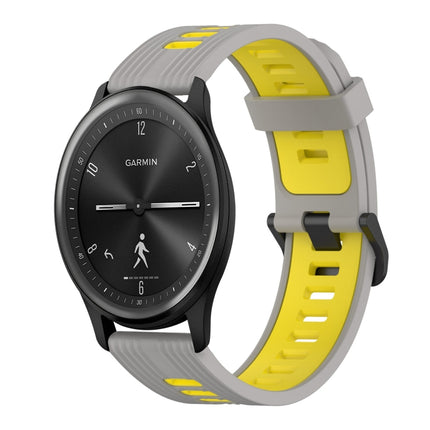 20mm Vertical Pattern Two-Color Silicone Watch Band, For Garmin Venu 2 Plus, For Garmin Move Sport