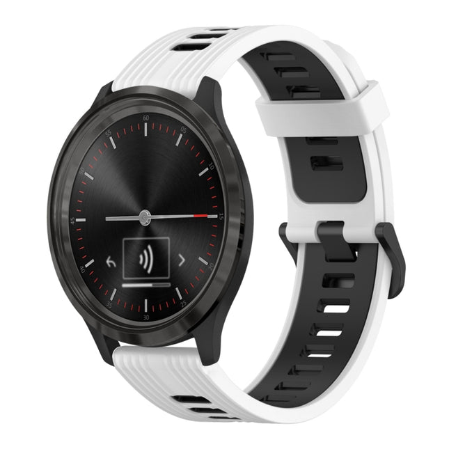 20mm Vertical Pattern Two-Color Silicone Watch Band, For GarminMove 3, For Garmin Vivomove Sport