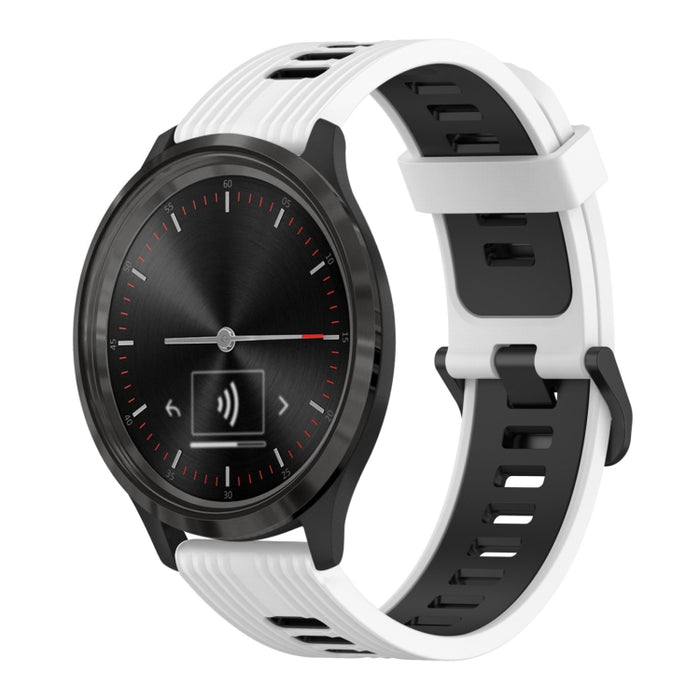 20mm Vertical Pattern Two-Color Silicone Watch Band, For GarminMove 3, For Garmin Vivomove Sport