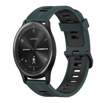 20mm Vertical Pattern Two-Color Silicone Watch Band, For GarminMove 3, For Garmin Vivomove Sport
