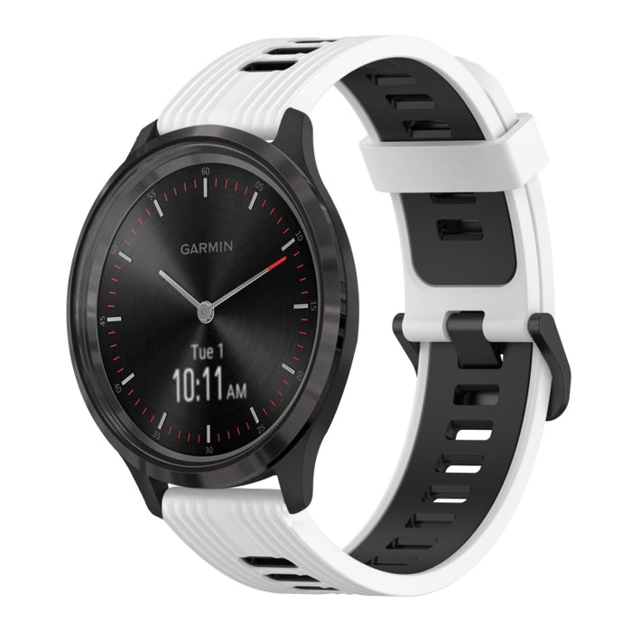 20mm Vertical Pattern Two-Color Silicone Watch Band, For Garmin Vivomove3, For Garmin Vivomove