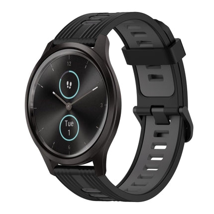 20mm Vertical Pattern Two-Color Silicone Watch Band, For Garmin Vivomove3, For Garmin Vivomove