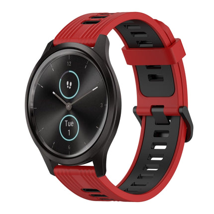 20mm Vertical Pattern Two-Color Silicone Watch Band, For Garmin Vivomove3, For Garmin Vivomove