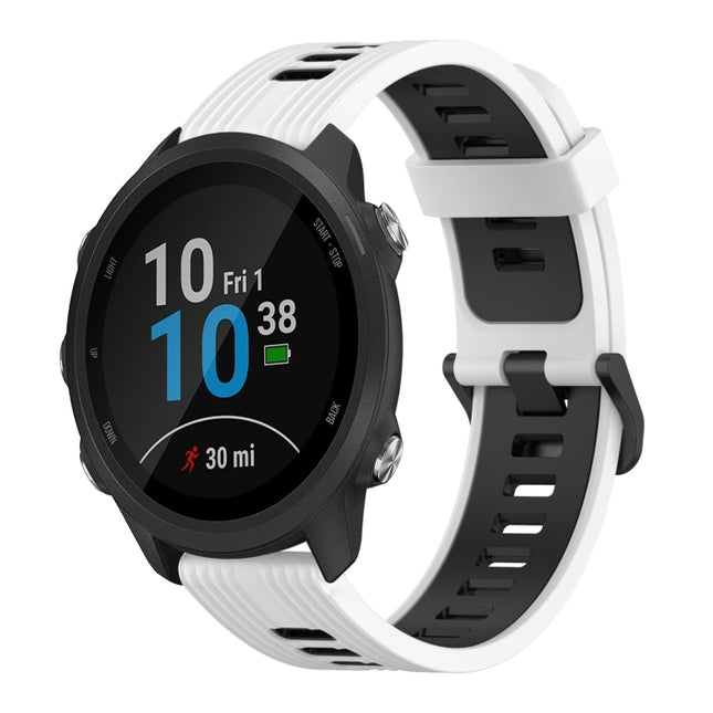 20mm Vertical Pattern Two-Color Silicone Watch Band, For Garmin Forerunner 245, For Garmin Forerunner 645