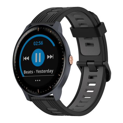 20mm Vertical Pattern Two-Color Silicone Watch Band, For Garmin Forerunner 245 Music, For Garmin Vivoactive 3 Music