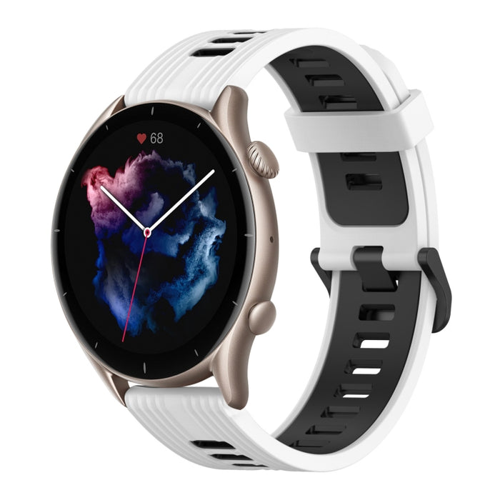 22mm Vertical Pattern Two-Color Silicone Watch Band, For Amazfit GTR 3, For Amazfit GTR 3 pro