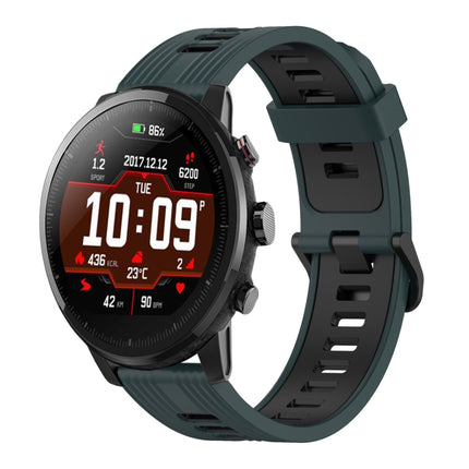 22mm Vertical Pattern Two-Color Silicone Watch Band, For Amazfit Pace, For Amazfit Stratos