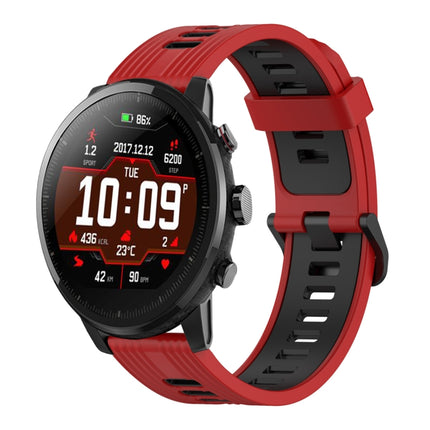 22mm Vertical Pattern Two-Color Silicone Watch Band, For Amazfit Pace, For Amazfit Stratos