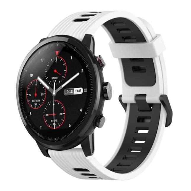 22mm Vertical Pattern Two-Color Silicone Watch Band, For Amazfit 2 Stratos, For  Amazfit Z