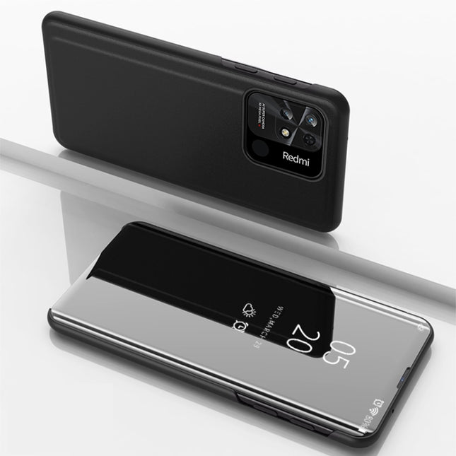 Plated Mirror Horizontal Flip Leather Case with Holder, For Xiaomi Redmi 10C