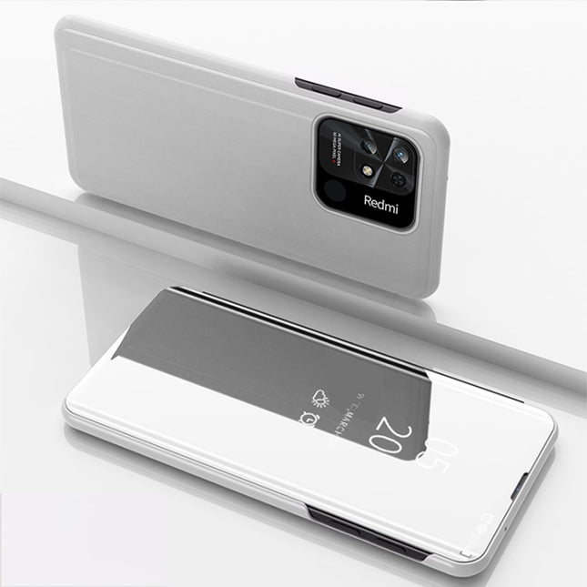 Plated Mirror Horizontal Flip Leather Case with Holder, For Xiaomi Redmi 10C