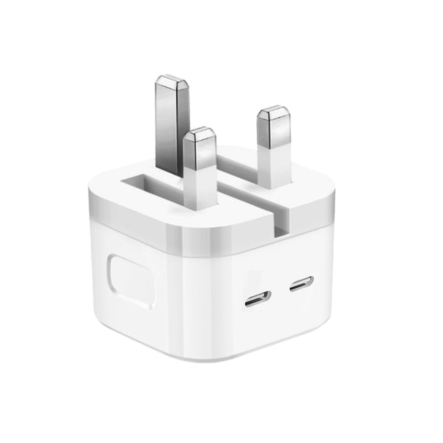 Cargador PD de 35 W con dos puertos USB-C/Tipo-C para iPhone/iPad, enchufe británico, enchufe británico