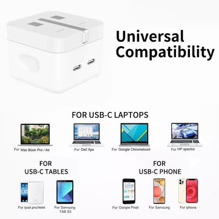 PD 35 W Dual USB-C/Typ-C Ports Ladegerät für iPhone/iPad Serie, UK Stecker, UK Stecker