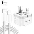 UK Plug + 1m Dual Type-C Cable