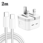 UK Plug + 2m Dual Type-C Cable