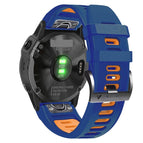 For Garmin Fenix 7X Solar / Midnight Blue+Orange