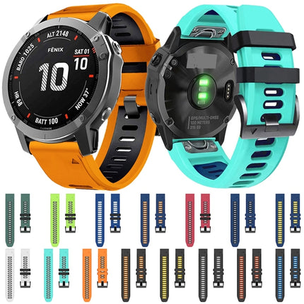 26mm Silicone Sports Two-Color Watch Band, For Garmin Tactix 7 Pro