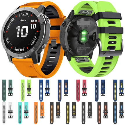 26mm Silicone Sports Two-Color Watch Band, For Garmin Fenix 6X