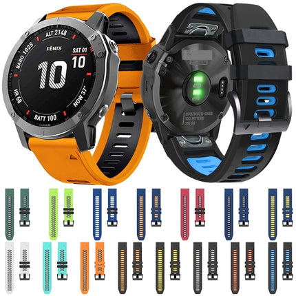 26mm Silicone Sports Two-Color Watch Band, For Garmin Fenix 6X Pro