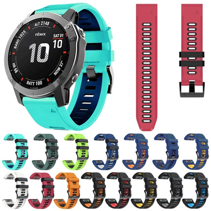 22mm Silicone Sports Two-Color Watch Band, For Garmin Fenix 7