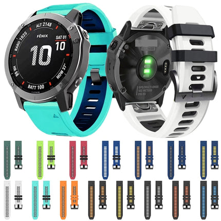 22mm Silicone Sports Two-Color Watch Band, For Garmin Fenix 6