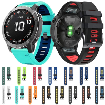 22mm Silicone Sports Two-Color Watch Band, For Garmin Fenix 5