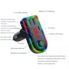 F12 Universal Dual USB Car Charger With Fm Transmitter Blue Tooth Car MP3 Player