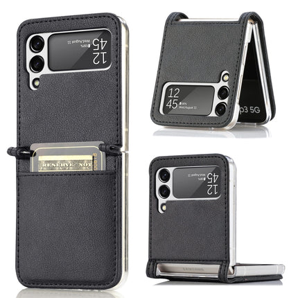 Folding Litchi Texture Card Wallet Phone Case, For Samsung Galaxy Z Flip 4 5G