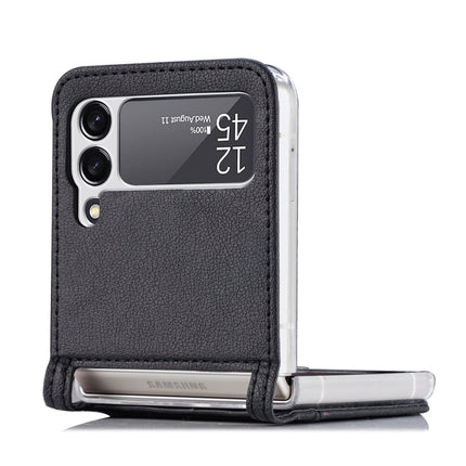 Folding Litchi Texture Card Wallet Phone Case, For Samsung Galaxy Z Flip 4 5G