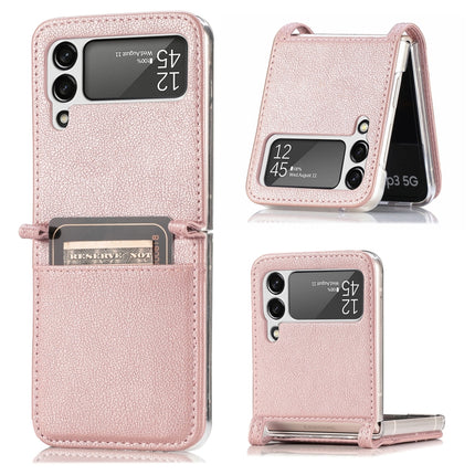 Folding Litchi Texture Card Wallet Phone Case, For Samsung Galaxy Z Flip 4 5G