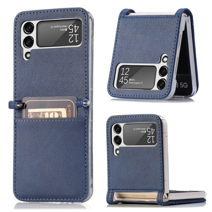 Folding Litchi Texture Card Wallet Phone Case, For Samsung Galaxy Z Flip 4 5G