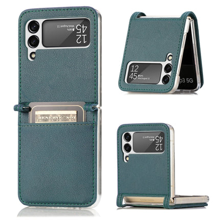 Folding Litchi Texture Card Wallet Phone Case, For Samsung Galaxy Z Flip 4 5G