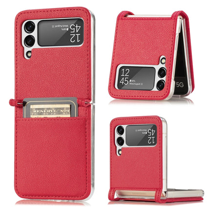 Folding Litchi Texture Card Wallet Phone Case, For Samsung Galaxy Z Flip 4 5G