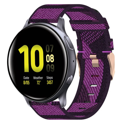 20mm Nylon Woven Watch Band, For Samsung  Galaxy Watch 4 Classic 46mm, For Samsung Galaxy Watch 3 41mm, For Samsung Galaxy Watch Active 2 40mm