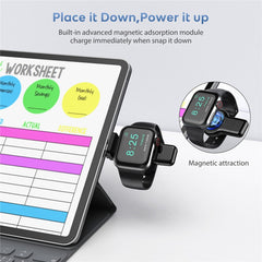 A05 2 in 1 Type C / USB-C to USB-A Magnetic Quick Wireless Charger for Apple Watch