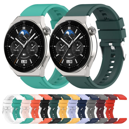 Protruding Head Silicone Strap Silver Buckle, For Huawei Watch 3 / Watch3 Pro 22mm, For Huawei Watch GT2 Pro / GT2e 22mm