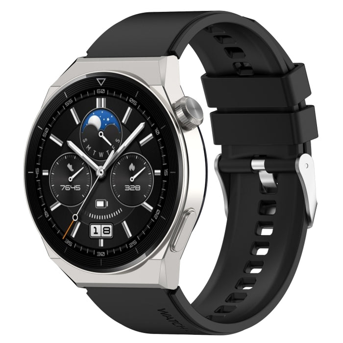 Protruding Head Silicone Strap Silver Buckle, For Honor Magic Watch 2 46mm 22mm, For Huawei Watch GT3 42mm 20mm
