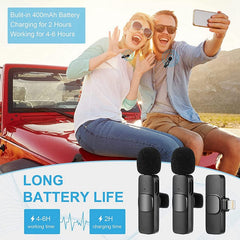 K9 Wireless Clip-on Auto Noise Cancelling Live Mini Microphone for 8-Pin Device 2 in 1, K9IP-2