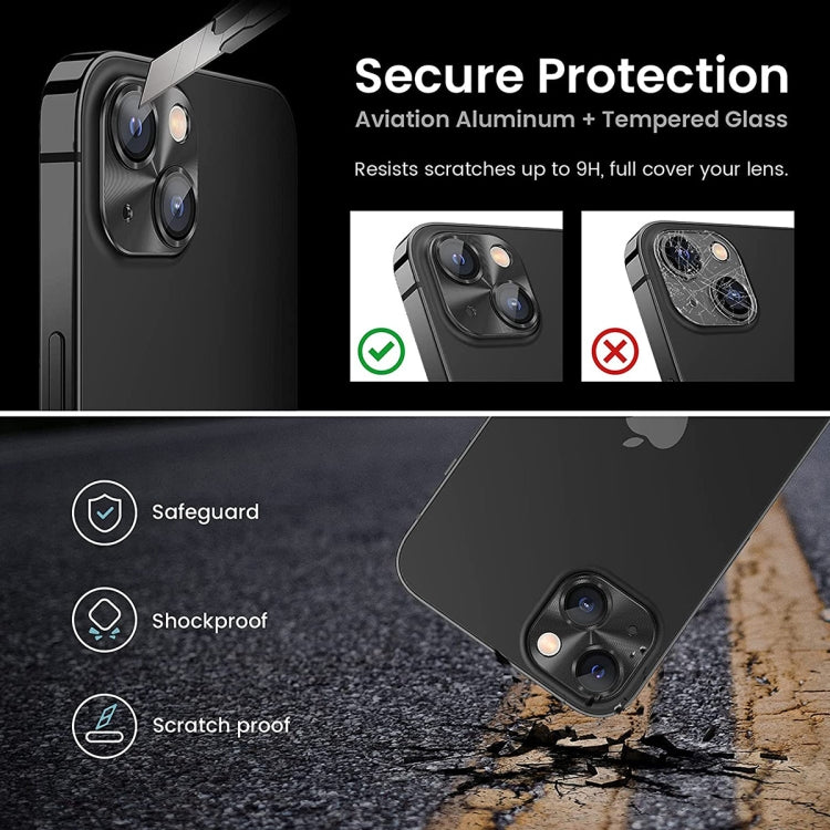 ENKAY Aluminium Alloy Tempered Glass Lens Cover Film For iPhone 14 / 14 Max, For iPhone 14 / 14 Plus