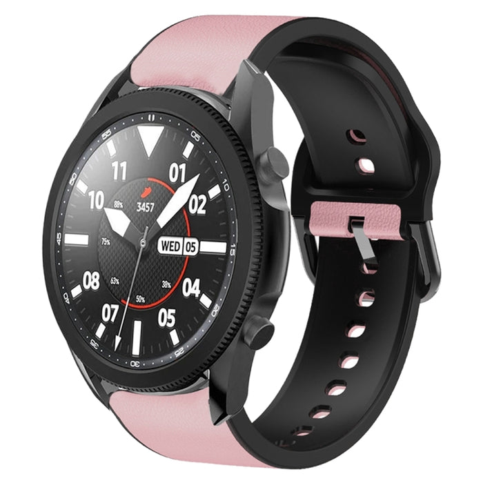 20mm Silicone Adhesive Leather Watch Band, For Samsung Galaxy Watch 5 Pro 45mm, For Samsung Galaxy Watch 4 40mm