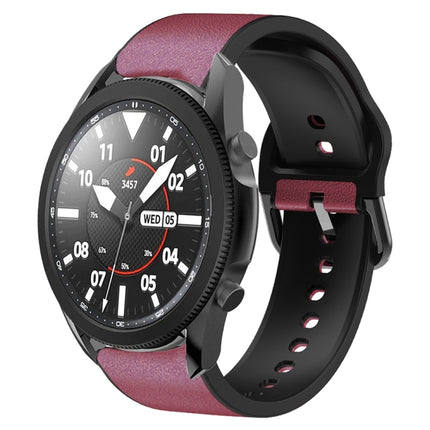 20mm Silicone Adhesive Leather Watch Band, For Samsung Galaxy Watch 5 Pro 45mm, For Samsung Galaxy Watch 4 40mm