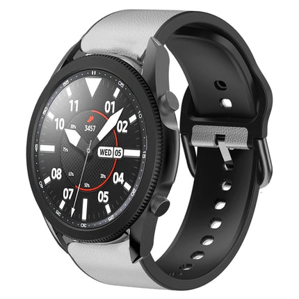 20mm Silicone Adhesive Leather Watch Band, For Samsung Galaxy Watch 5 Pro 45mm, For Samsung Galaxy Watch 4 40mm