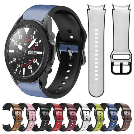 20mm Silicone Adhesive Leather Watch Band, For Samsung Galaxy Watch 5 Pro 45mm, For Samsung Galaxy Watch 4 40mm