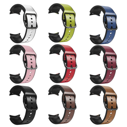 20mm Silicone Adhesive Leather Watch Band, For Samsung Galaxy Watch 5 Pro 45mm, For Samsung Galaxy Watch 4 40mm