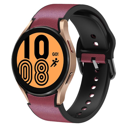 20mm Silicone Adhesive Leather Watch Band, For Samsung Galaxy Watch 5 Pro 45mm, For Samsung Galaxy Watch 4 40mm