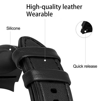 20mm Silicone Adhesive Leather Watch Band, For Samsung Galaxy Watch 4 44mm, For Samsung Galaxy Watch 4 Classic 46mm