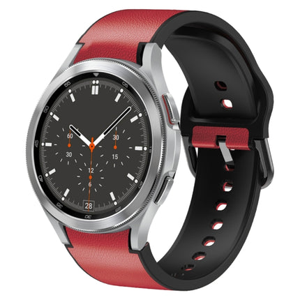 20mm Silicone Adhesive Leather Watch Band, For Samsung Galaxy Watch 4 44mm, For Samsung Galaxy Watch 4 Classic 46mm
